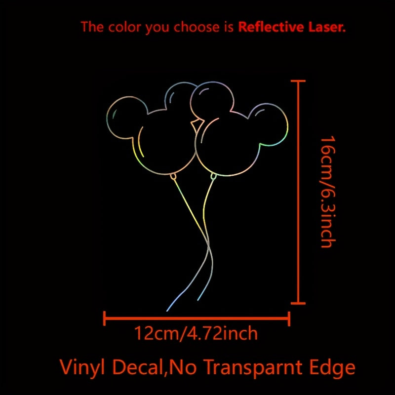 TEMU 1pc Mouse Head Balloons Vinyl Car Sticker, For Laptop Decoration, Car Window Bumper Waterproof Removable Decals