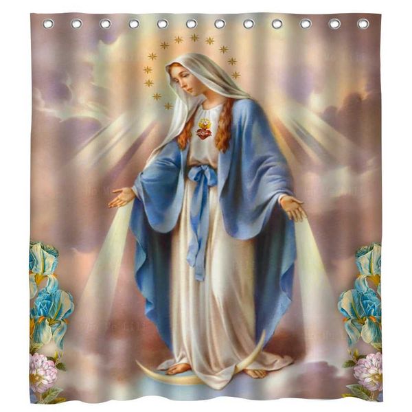 Catholic Assumption Image Religious Belief Figure God Shower Curtain By Ho Me Lili For Bathroom Decor M240824