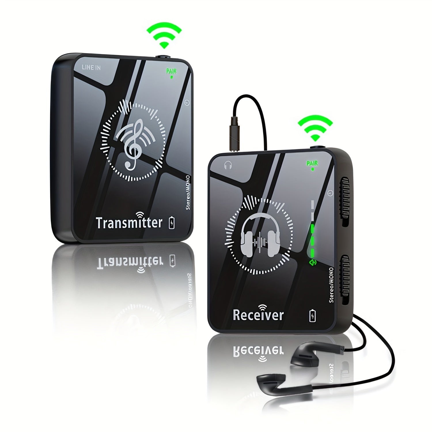 TEMU 2. 4ghz Wireless In-ear Monitor System With Audio, 5-level Volume Control, Auto Pairing, 30m Range, Rechargeable Battery, Usb Charging, 3. 5mm