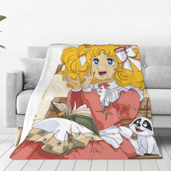 Candy Anime Kurin Knitted Fleece Anni 80 Cult Color Art Lightweight Throw Blanket For Car Sofa Couch Bedspread