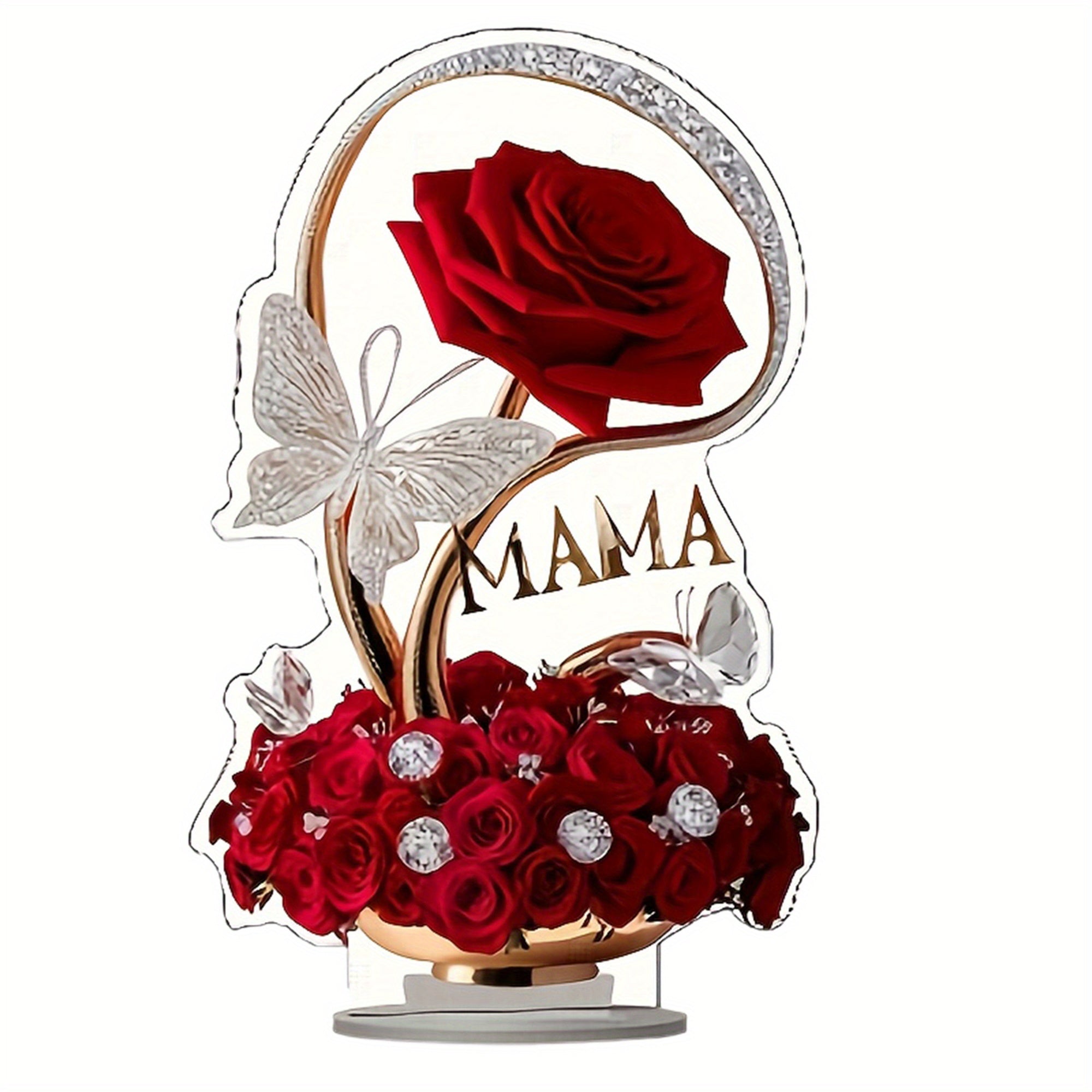 TEMU 2d Flat, Flat Acrylic Ornament, Modern Flowers Desktop Home Decoration Day Present