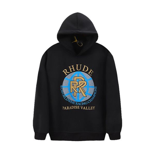 Rhu Hoodie Men&#039;s Designer Hoodie With Rhu Letter Casual Cartoon Splash Print, Suitable For Couples, Fashionable Street Wear Loose And F