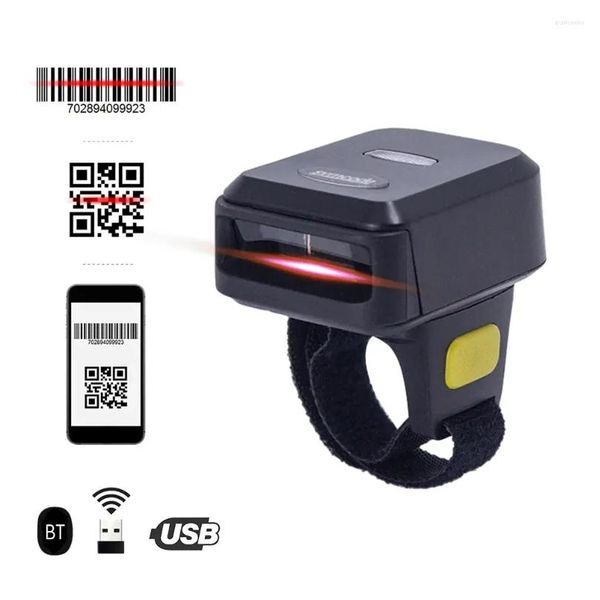 Scanners Portable 1D-2D Barcode Scanner Finger Handheld Wearable Ring Bar Code Reader Bt Wireless Wired Connection With Offe Storag Otmzv