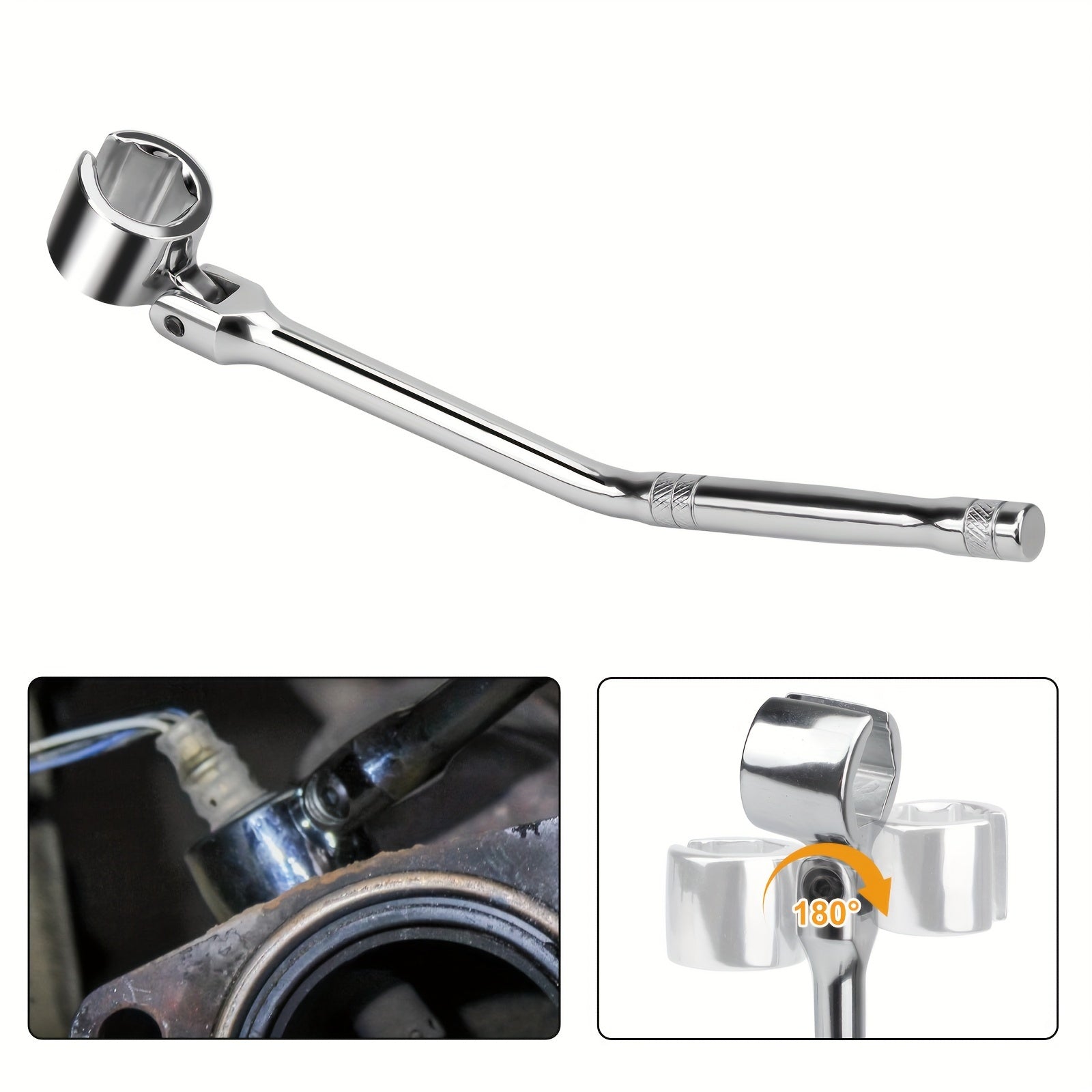 TEMU Oxygen Sensor Wrench, 22mm Hex Flexible Head Remove Install, 7-8" Removes And Installs, Automotive Repair Tool