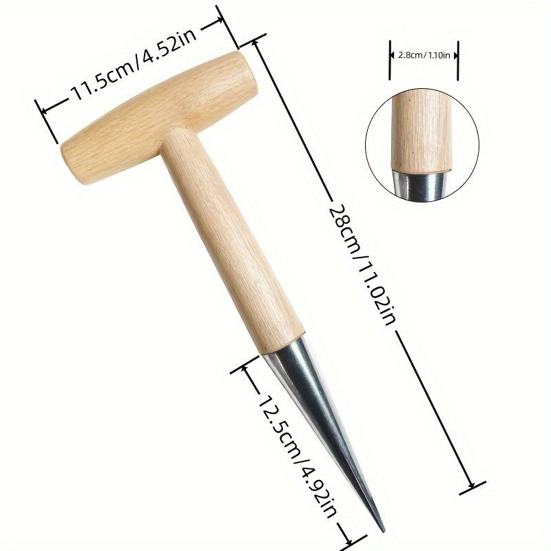 TEMU 1pc Wooden Gardening Punch- Multifunctional Seedling Planting And Vegetable Seeding, Indoor And Outdoor Garden Handheld Punch, Gardening Tools