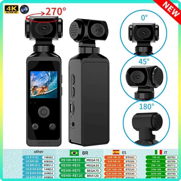 Sports Action Video Cameras 1080P 4K WiFi HD Mini Camera 270 Rotatable Camcorders Outdoor Sports DV With Waterproof Case Video Recorder Camc