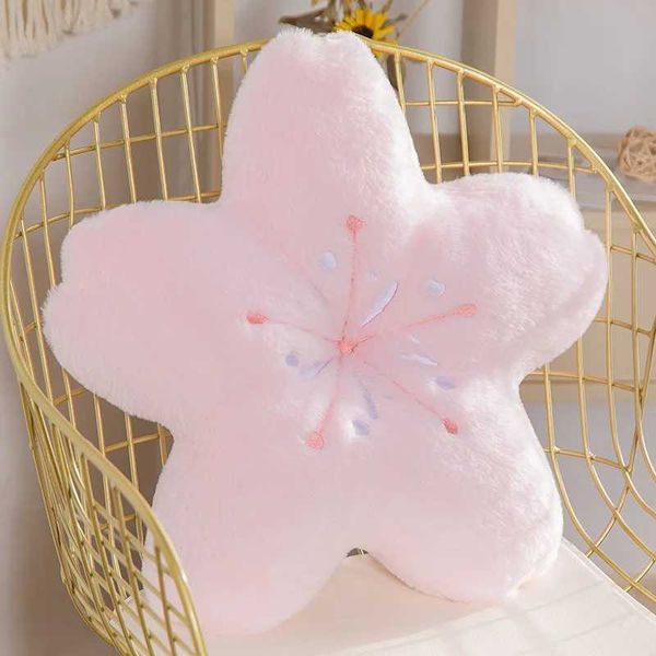 New Pink Sakura Plush Throw pillows Kawaii Flower Plush Pillow Mat Lifelike Soft Cherry Blossom Cushion Plushie Props Gift Y240817