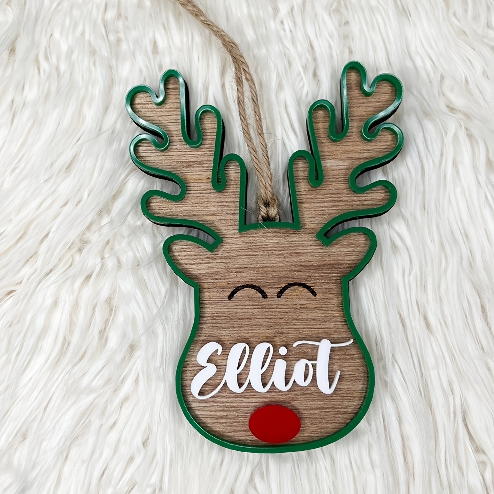 TEMU 1pc Personalized Acrylic Reindeer Christmas Stocking Hanger, Custom 3d Letter Name Tag Pendant, , Non-feather, Customizable Holiday Gift Tag