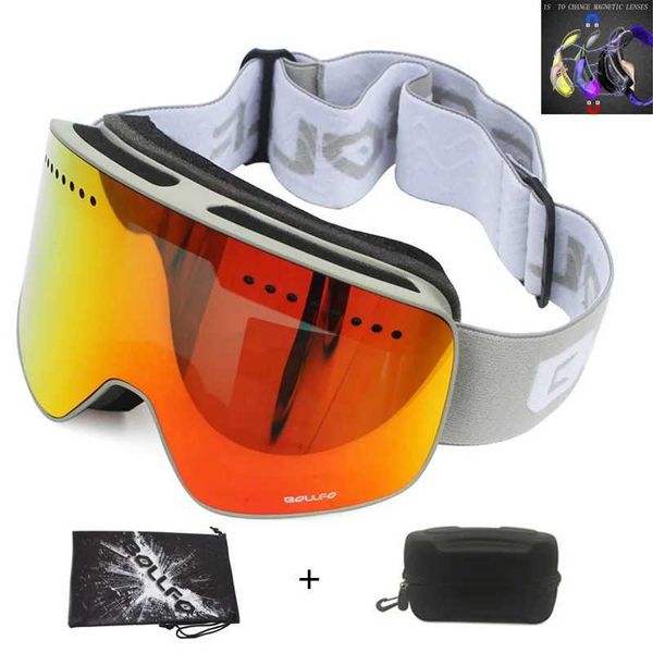Ski Goggles Magnetic Ski Goggles Double Layers Lens Skiing Anti-fog UV400 Snowboard Goggles for Men Women Ski Glasses Eyewear with Case H241