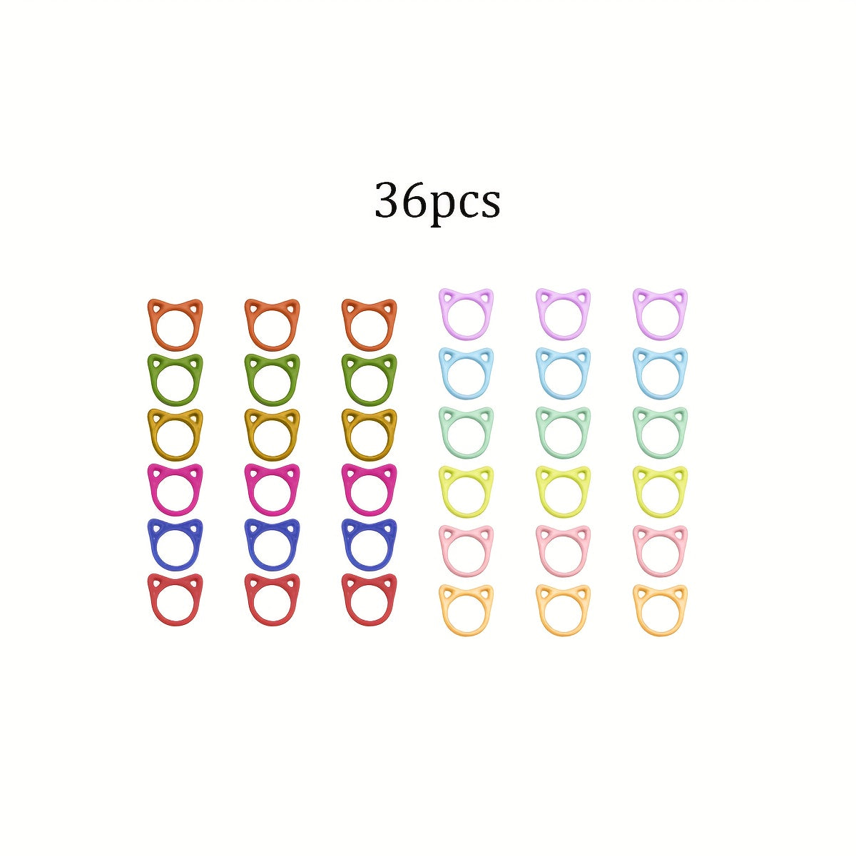 TEMU 36pcs Adorable Cat Ear-shaped Metal Markers In 12 Vibrant Colors, 3 Sizes - Knit & Sewing Projects, Beadwork Essentials|whimsical