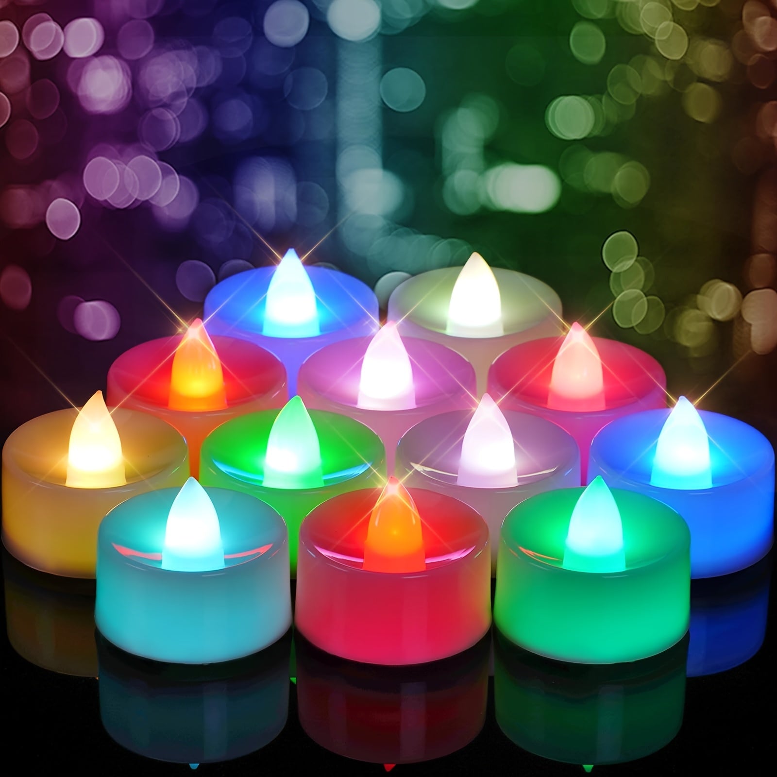 TEMU Color Changing Led Tea Lights Bulk, 48pcs Flameless Tealight Candles With Colorful Lights, Battery Operated Colored Fake Candles, No Flickering