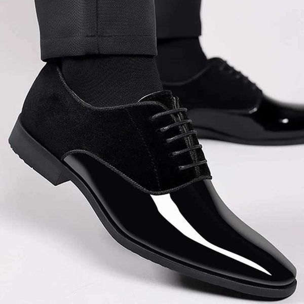 Dress Shoes Classic PU Patent Mens Leather Shoes Casual Business Shoes Lace Formal Office Shoes Mens Party Wedding Oxford Q241206