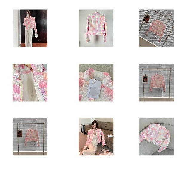 Smushing jacket small stand up collar tweed coat looks white Heavy metal Plaid stand collar faint Buttons gentle Vintage loose cardigan Girl