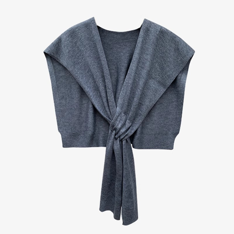 K1011 Green knitted shawl female Korean style outerwear waistcoat summer air-conditioned room shoulder neck shawl spring and autumn decorative colla