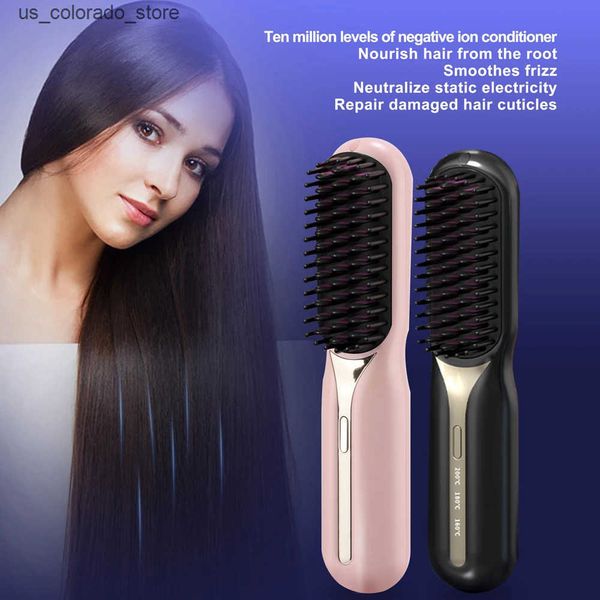Electric Hair Brushes Cordless Hair Straightener Comb Electric Hot Comb Household Straight Negative Ion Anti-Scalding Styling Tool Straighte