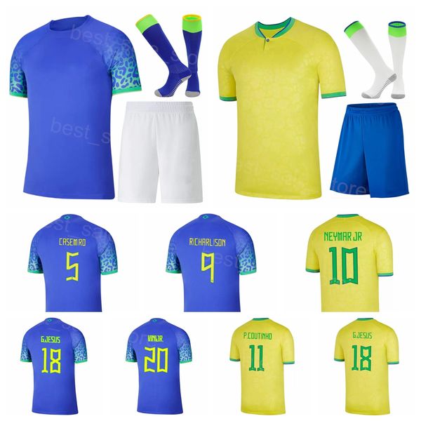 Youth Men Soccer 2022 Qatar World Cup Jerseys Brasil National Team DANI ALVES Ribeiro Roberto Firmino Gabriel Jesus Junior ANTONY ALISSON KA