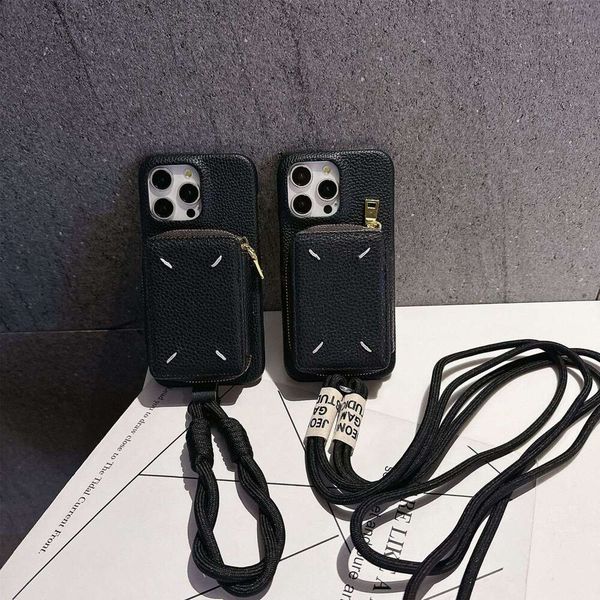 Suitable for Apple 15promax phone case, trendy brand embroidery, 14 zipper bag, 15pro anti fall cover, diagonal span 14p