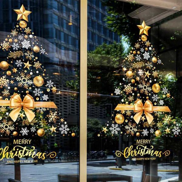 Christmas Window Stickers Merry Christmas Decorations For Home 2024 Christmas Wall Sticker Kids Wall Decals Happy New Year 2025XJ241114