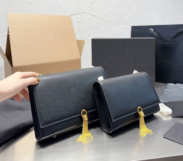 TOP Quality designer bag Shoulder Bag Wallet Crossbody Embossed Denim Leather Chain Classic Black Gold Label Fashion Handbag Envelope Flap D