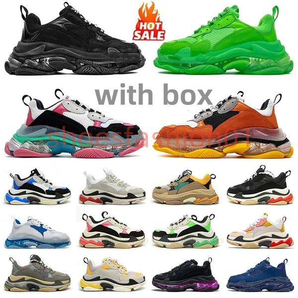 mens shoes designer shoes triple s sneaker casual shoes Clear Sole Bubble bottom platform black white grey red pink blue green mens sports f