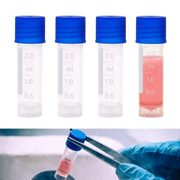 10Pcs 2Ml Small Screw Caps Centrifuge Plastic Sample Tubes Cryogenic Vials Graduated Bottles Test Tube With Lid