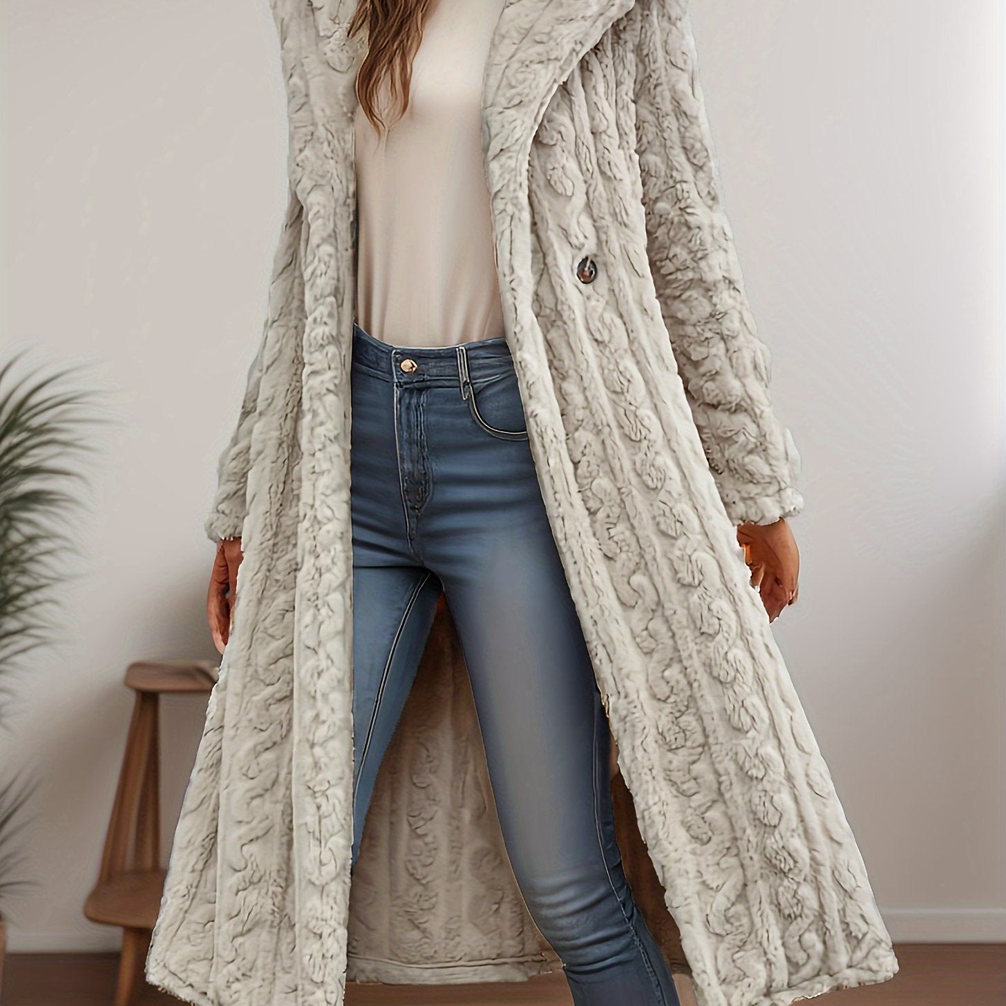TEMU Women's Elegant -lined Coat - Machine Washable Outerwear With Golden-tone Buttons, Chic For Casual & Formal Outfits, Versatile Fashion, Luxury