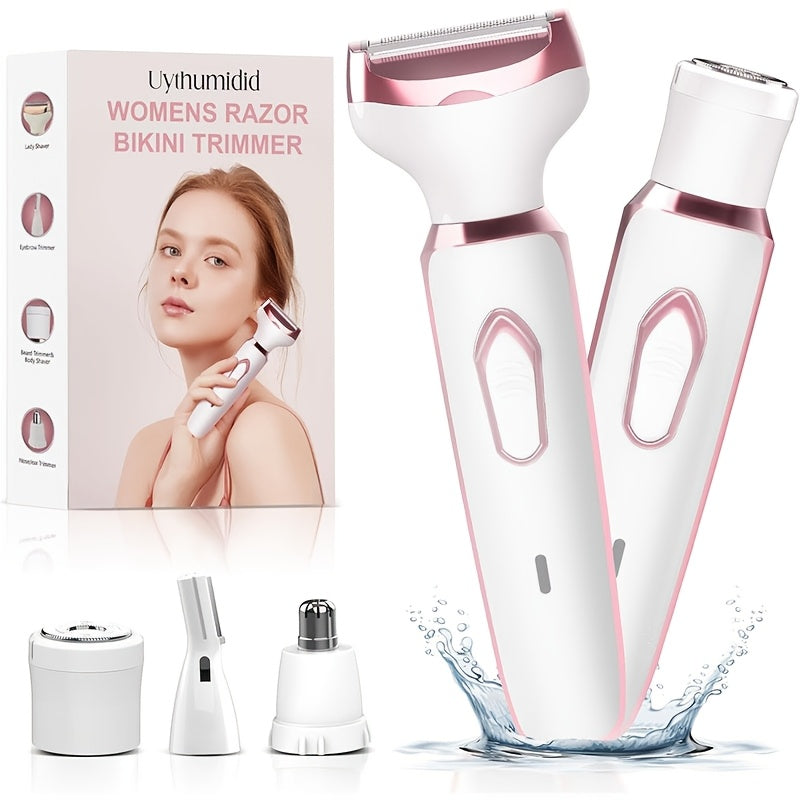 TEMU Ladies' Valentine's Day Gift, Electric Shaver Set - Usb Rechargeable Facial Trimmer, Nose Hair Trimmer, Full Body Hair Removal Device