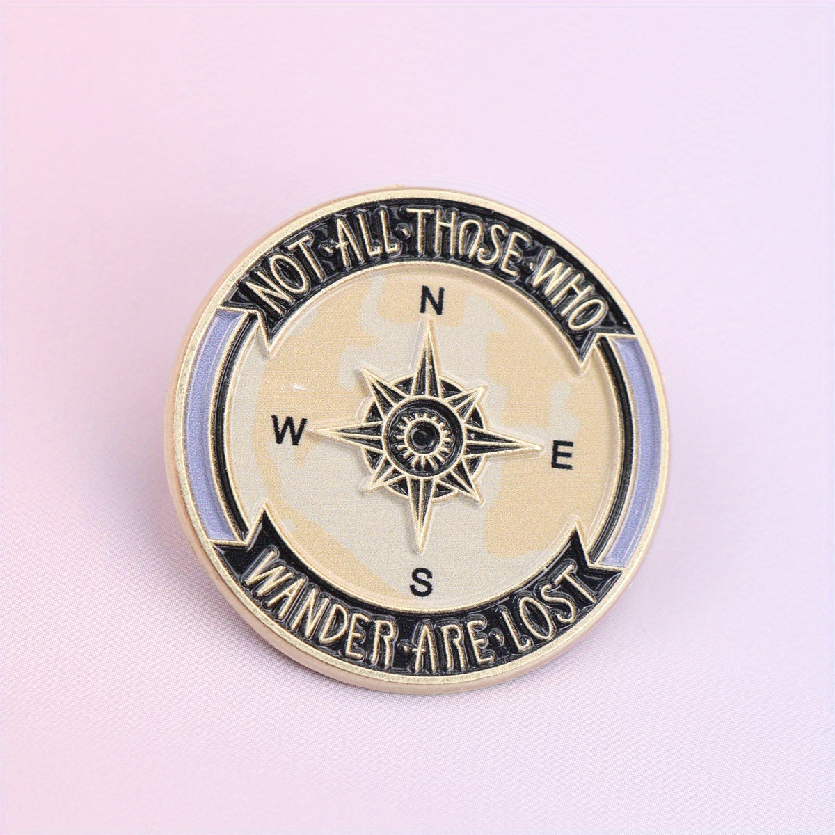 TEMU 1pc Cartoon Compass Enamel Alloy Badge - "not Are Lost" Design, Perfect Accessory For Backpacks, Hats & Clothes, Ideal Holiday Gift, Back