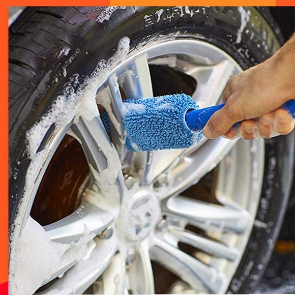 New Portable Microfiber Tire Rim Brush Wheel Wash Cleaning for Car with Plastic Handle Auto Washing Cleaner Tools