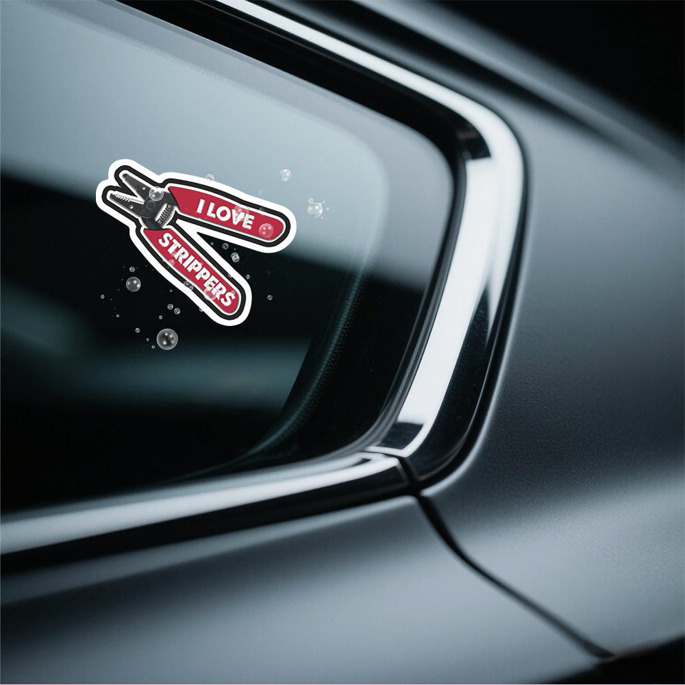 TEMU I Love Strippers Funny Electrician Sticker - Waterproof Vinyl, Scratch-resistant , Cartoon Tool Design For Laptops, Helmets, Motorcycles, Cars &