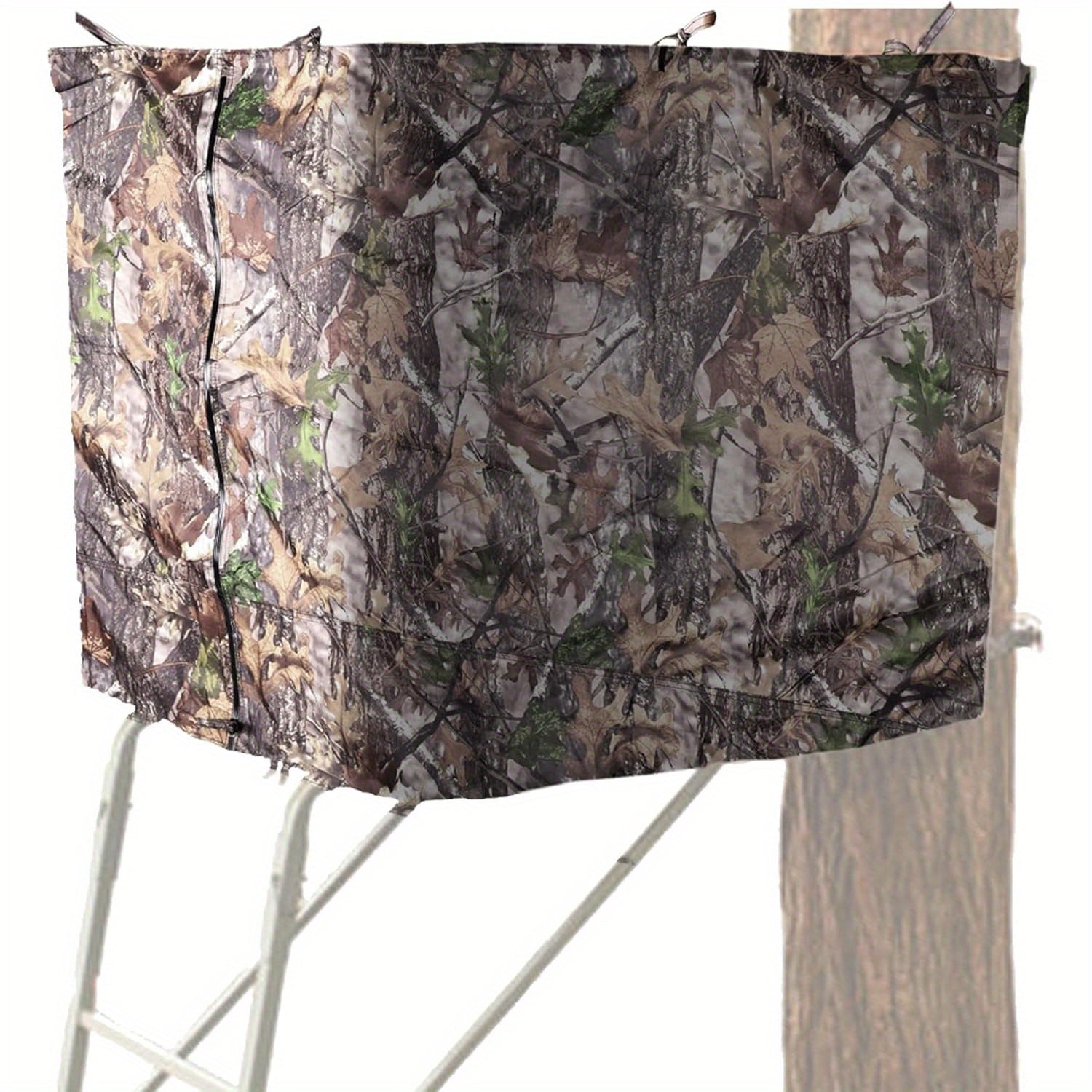 TEMU Hunting Tree Stand Blind Cover - Camo Blind With Realistic Autumn Camouflage, Zipper Closure For Deer & Turkey Hunting (frames Not Included)