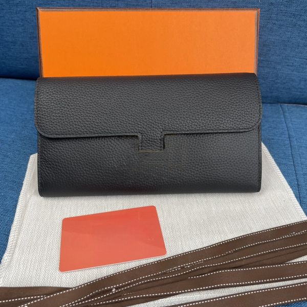 Classic Long Wallet Soft Genuine leather Designer Purse woman Wallets Clutch Handbag Silver Gold Buckle Card holders fashion With box