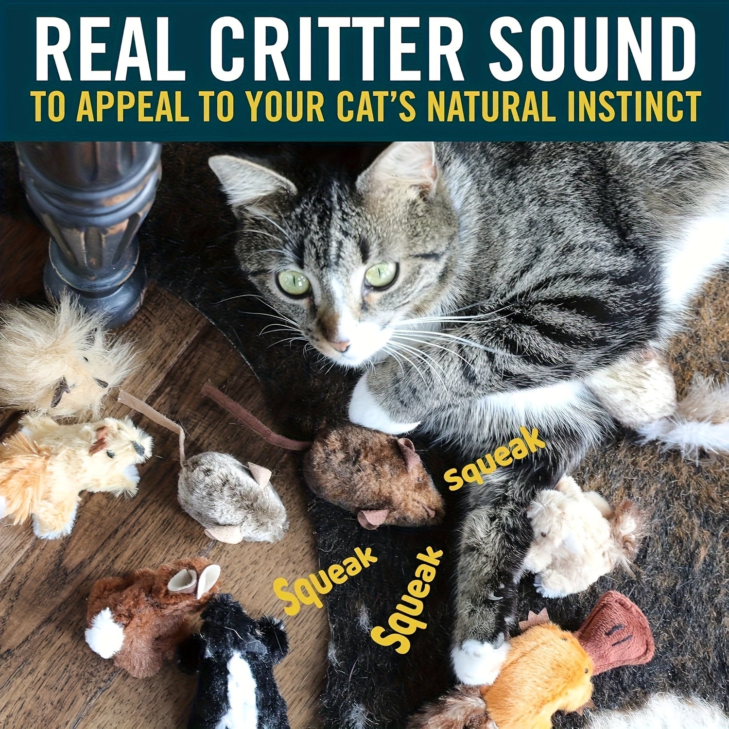 TEMU 1pc Realistic Mouse Cat Toy With Durable Plastic Base, Soft Plush Design Fits All Breeds And Sizes, Interactive Play Without Batteries, Pet