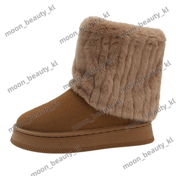 Foreign Trade Plus Size Thick Soled Fashion Snow Boots For Women In Winter 2024 New Style Designer Boot With Furry Cuffs, Short Leg Boots An