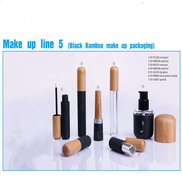 10Pcs 6Ml Empty Cosmetic Container Black Mascara Eyelash Lip Gloss Lipstick Tube Refillable Bottle Bamboo Cap