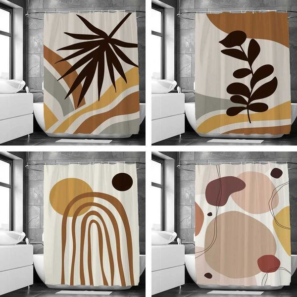 Nordic Abstract Art Boho Shower Curtain Waterproof Polyester Bath Curtains Tropical Leaves Palm Curtains For Bathroom Decor M240824