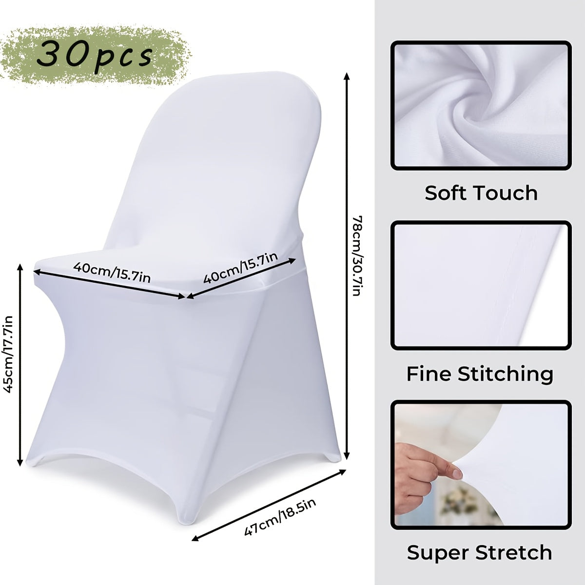 TEMU 30pcs Stretch Spandex Chair Covers - Folding Kitchen Chairs Cover, Universal Washable Slipcovers Protector, Removable Chair Seat Covers, For