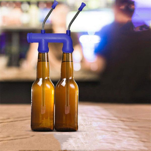 Tea Strainers 1Pcs Double Snorkel Drinking Beer straw Dispenser Bar Tool Christmas Home Party Tools 230724