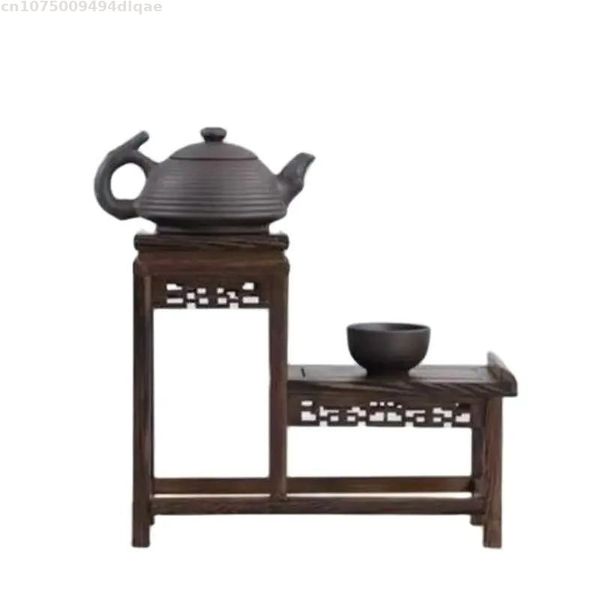 Vintage Natural Solid Wood Mini Figure Statue Display Shelf Storage Shelf Flower Pot Display Shelf Garden Furniture Set Support
