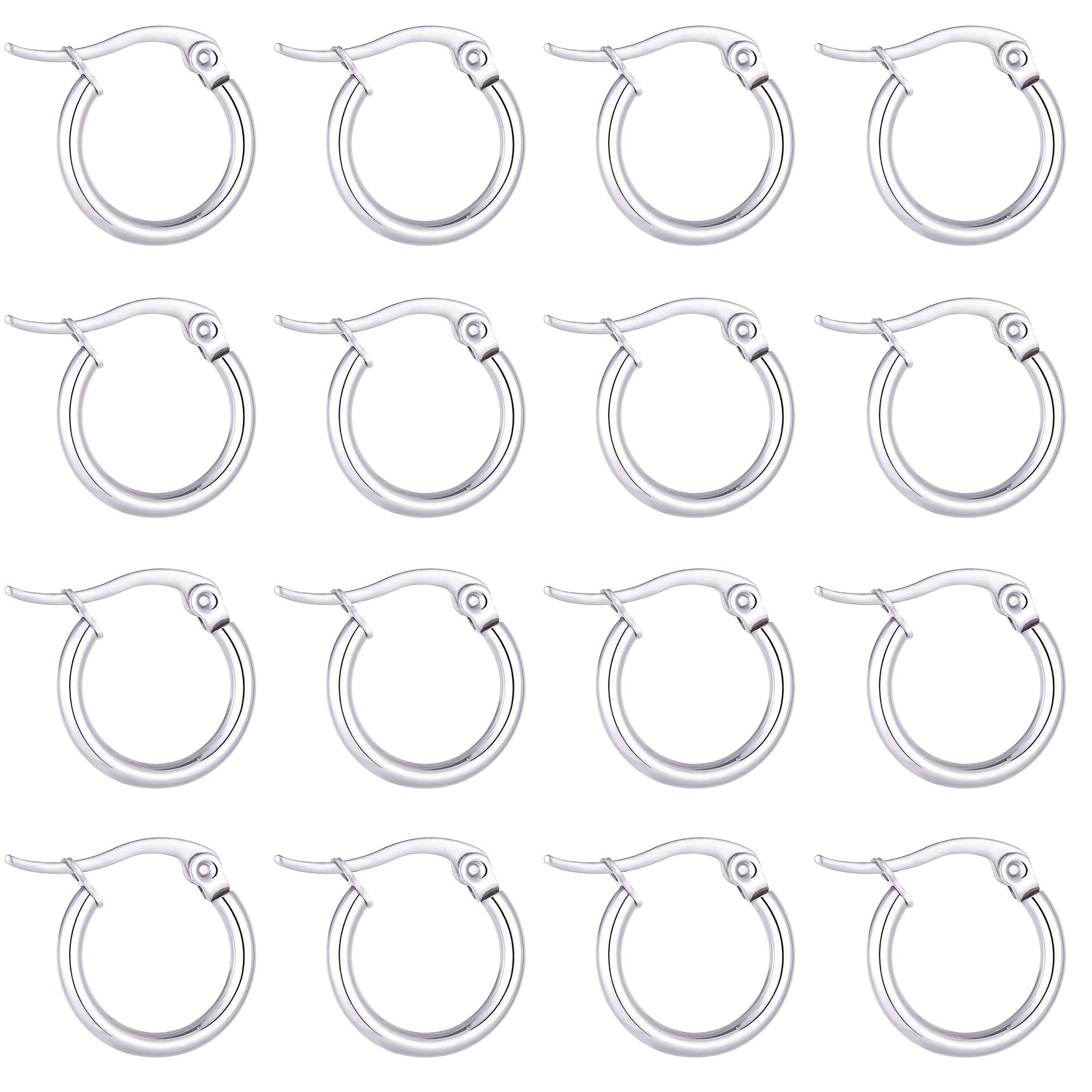 TEMU 20pcs Stainless Steel Round Hoop Earrings - Elegant For Women, Versatile For Casual Attire & Special Occasions, Accessory, Elegant Hoop Earrings