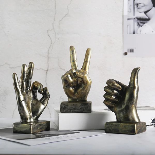 Gesture Finger Model Decoration Home Art Resin Victory Decoration Living Room Coffee Shop Creative Retro Desktop Craftsmanship 240806