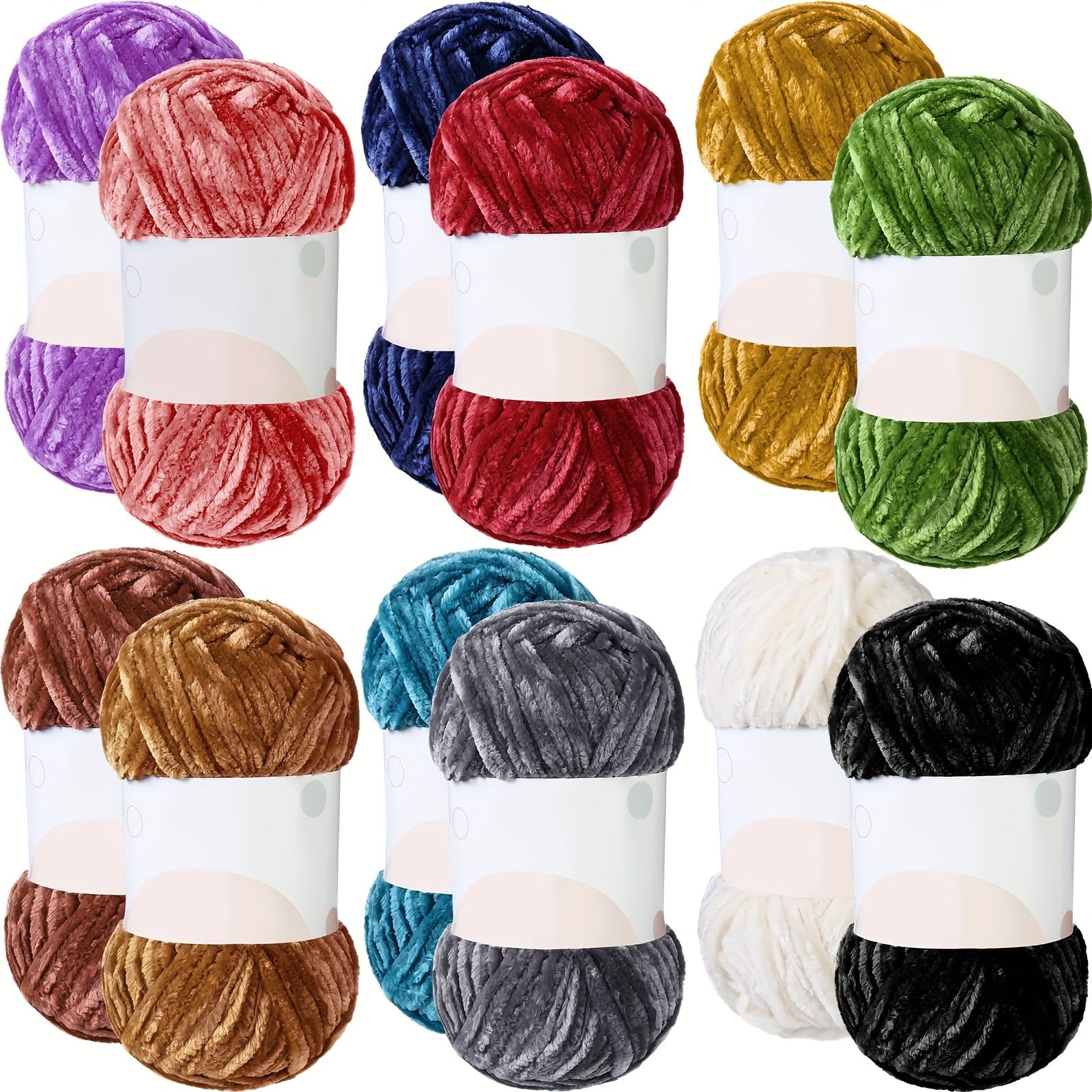 TEMU 12 Skeins 1116 Yards Chenille Yarn 6mm Soft Thick Plush Yarn Fluffy Velvet Yarn For Crocheting Knitting Diy Craft Making Blankets, Clothes,