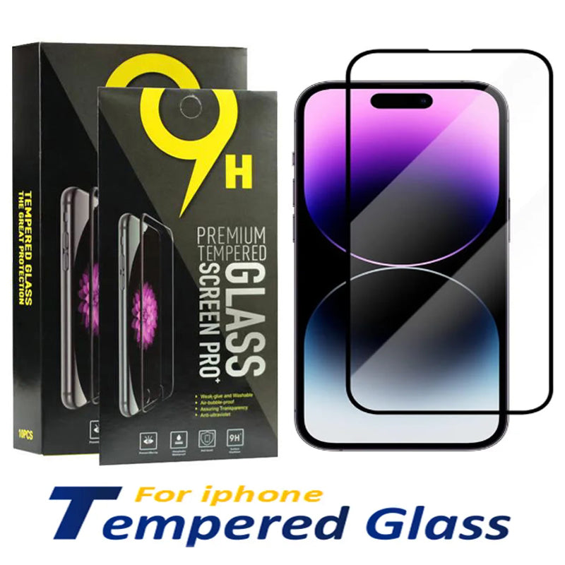 9H Tempered Glass Screen Protector for iPhone 16 15 14 13 12 11 Pro Max XS XR 7 8 Plus Samsung S25 A51 A71 A52 A72 0.3mm Thickness With Retail Packa