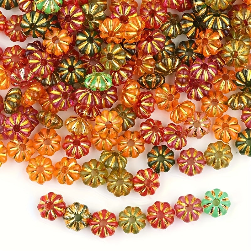 TEMU 200pcs 7mm Vintage Pumpkin Beads - For Making, Earrings, Necklaces, And Keychains In Colors