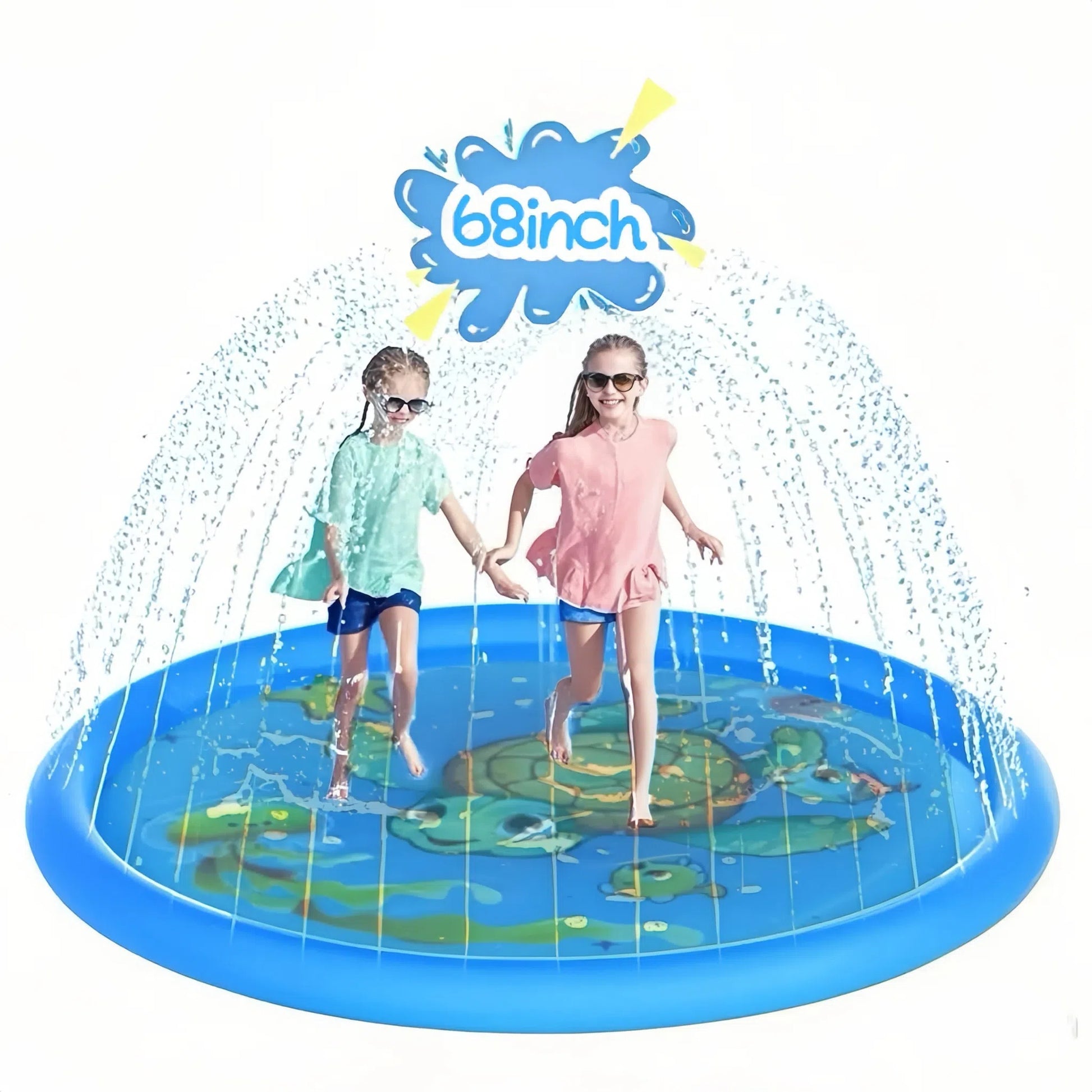 TEMU 68 Inch Upgraded Splash Pad - Sprinkler - Non-slip Splash Pads For Dogs - Large Inflatable Sprinkler Play Mat - Outdoor Swimming Pool Water Toys