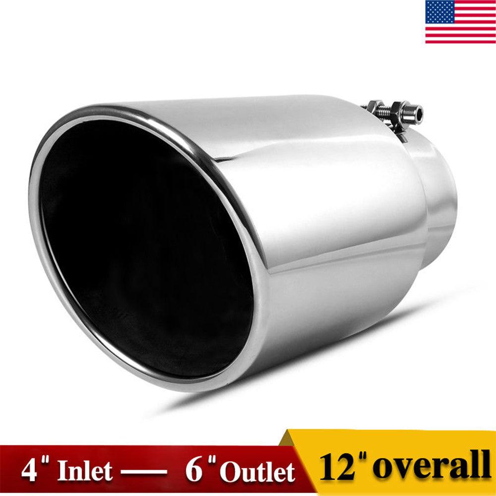 YITAMOTOR® Exhaust Tip 4'' Inlet 6'' Outlet 12'' Long Bolt On Diesel Exhaust Polished Stainless Steel