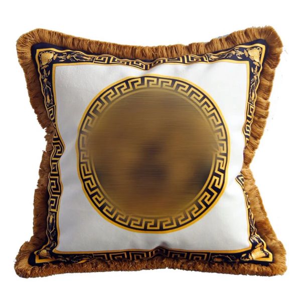 Luxury pillow case designer Signage classic pattern Double-sided printing tassel edge pillowcase throw cushion cover 50*50cm for home Christ