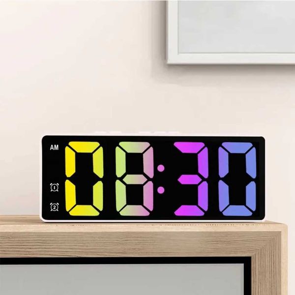 Electronic Dual Alarm Student Table Clock with Voice Control Snooze Temperature Display - 12-24H and Digital Alarm Clock Y250114