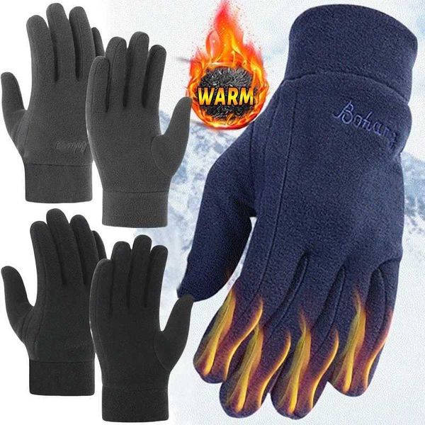 Cycling Gloves Thicken Fleece Gloves for Men Women Winter Warm Thermal Full Finger Glove Outddor Windproof Running Skiing Cycling Mittens z2
