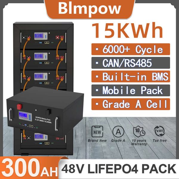 LiFePO4 48V 300Ah 200AH 15KW 10KW Battery Pack CAN-RS485 Grade A Cell Lithium 32 Parellel PC Monitor 6000+ Cycle For Home Backup